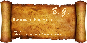Beerman Gergely névjegykártya